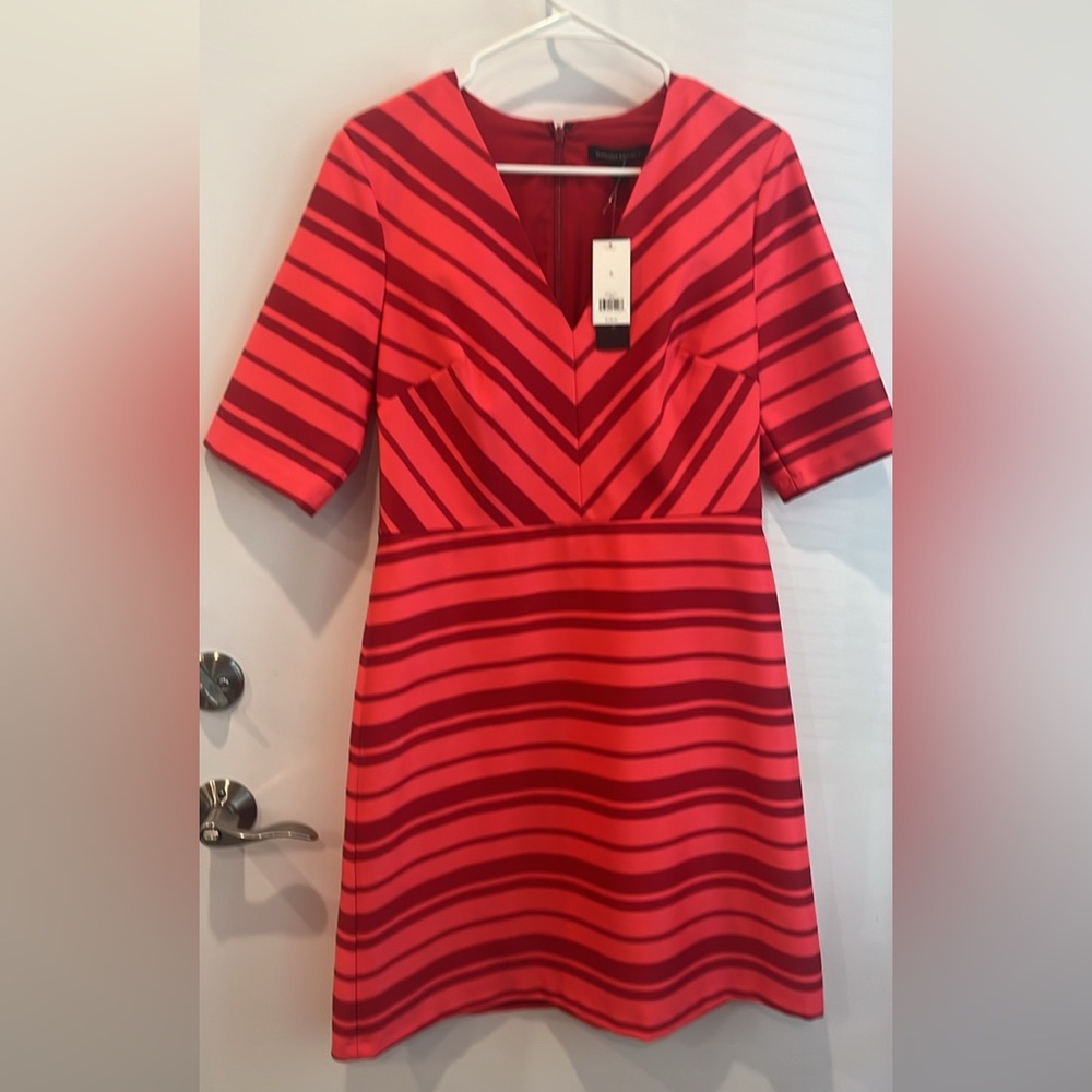 Banana Republic Red and Pink Sheath Dress V-Neck